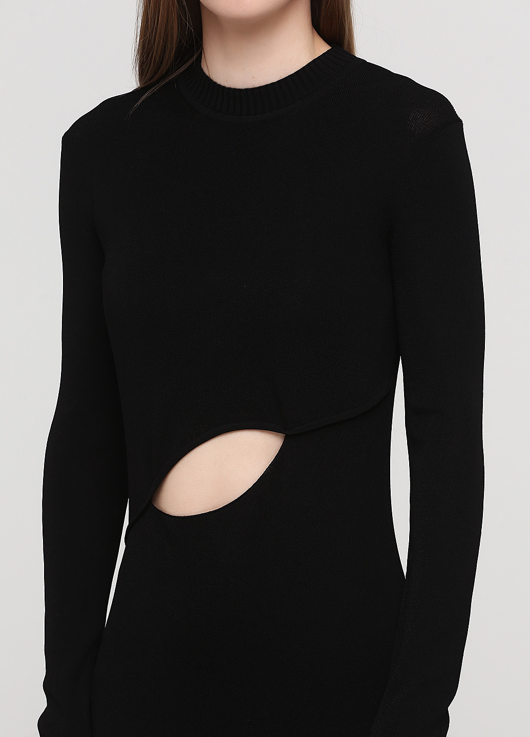 Черное кэжуал платье футляр, платье-свитер Nyden однотонное