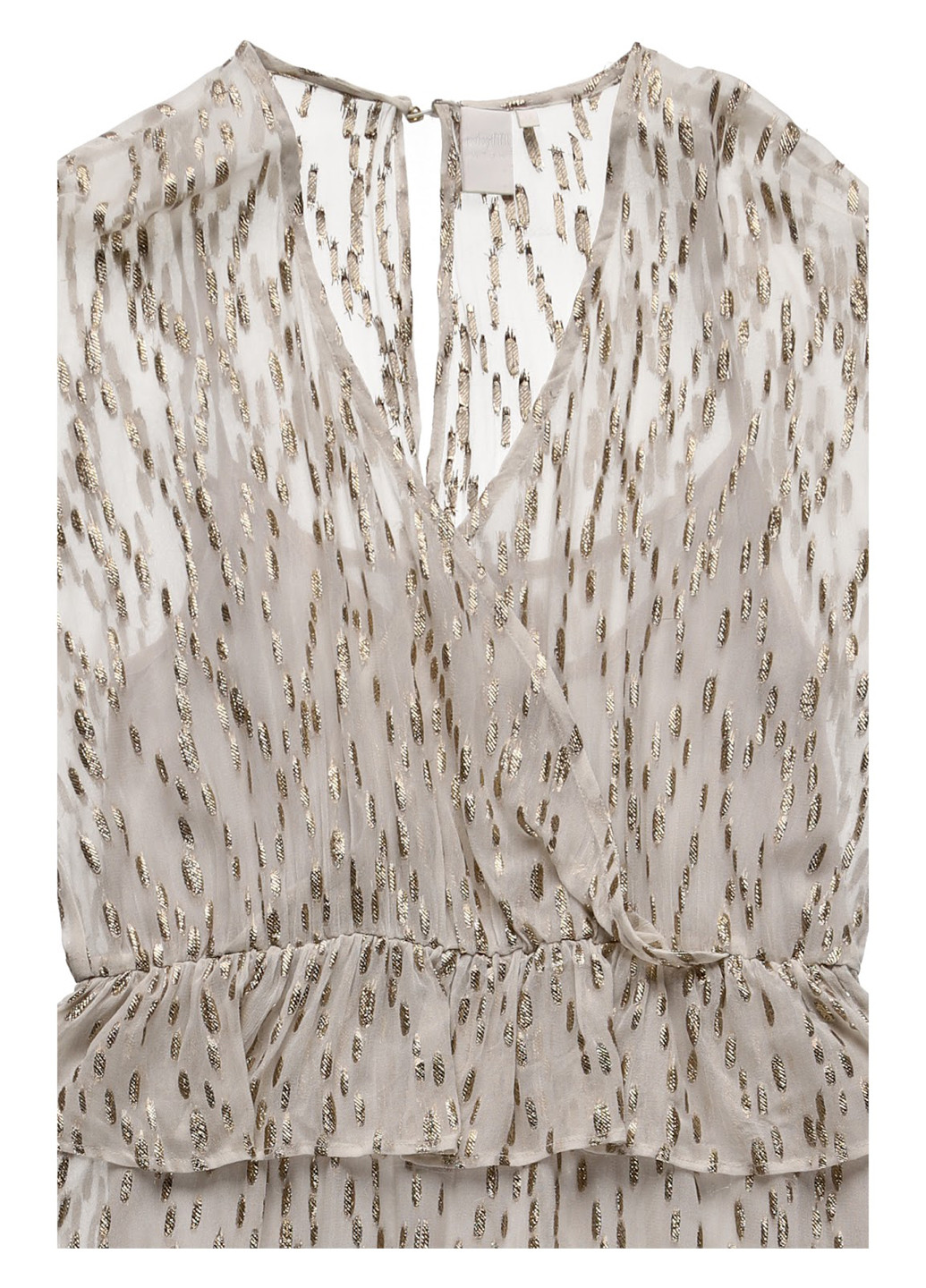 Бежевое коктейльное платье с баской MBYM с абстрактным узором