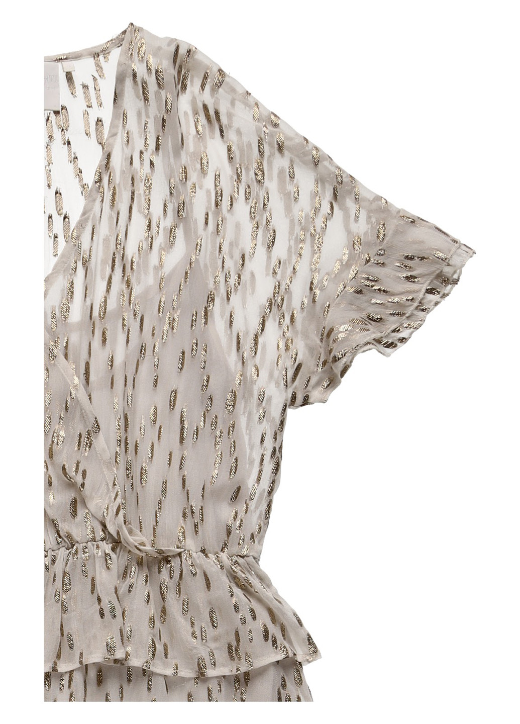 Бежевое коктейльное платье с баской MBYM с абстрактным узором