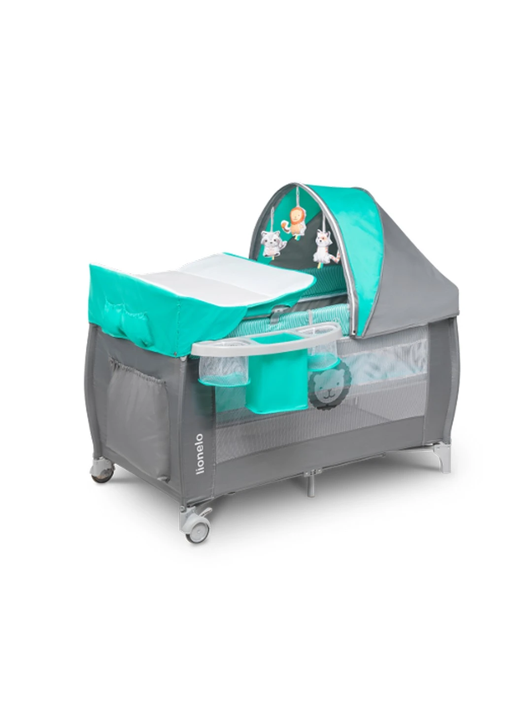 Ліжечко-манеж SVEN PLUS TURQUOISE/GREY, 125x65x77 см Lionelo (228856822)