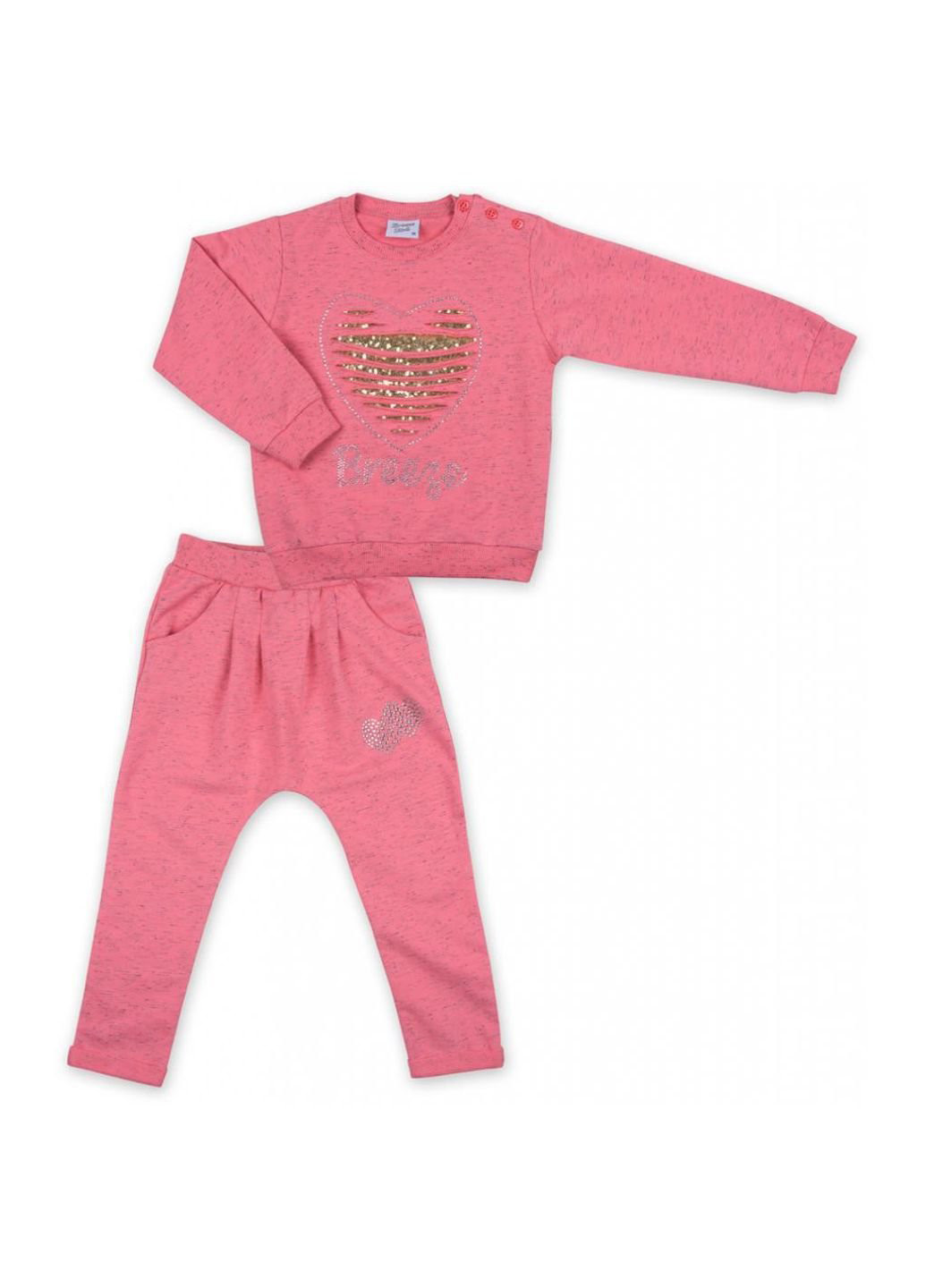 Коралловый набор детской одежды кофта и брюки персиковый меланж (8013-86g-peach) Breeze