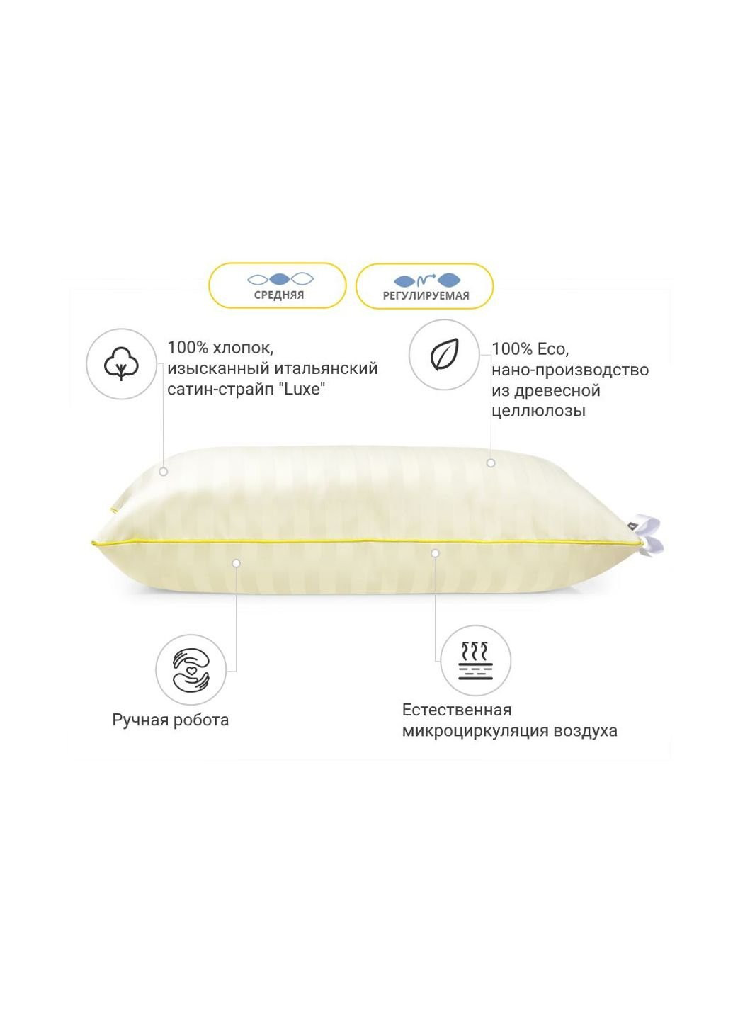 Подушка антиаллергенная Carmela Eco-Soft Hand Made 493 средняя 50х70 (2200000625045) Mirson (254053551)