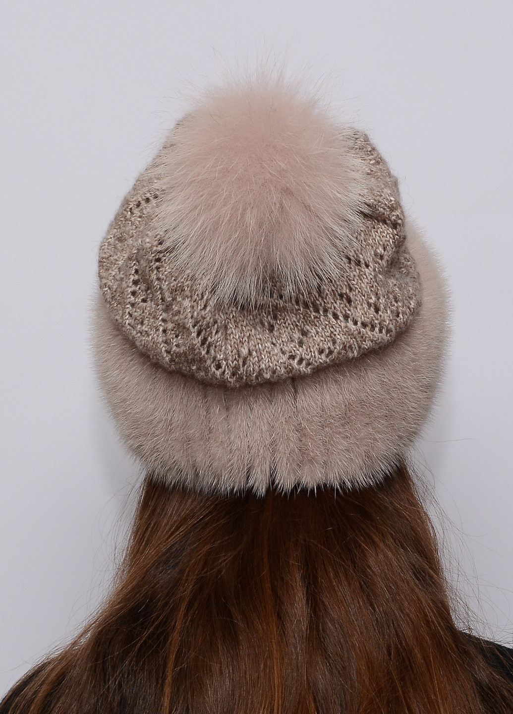 Женская зимняя норковая шапка с бубоном Меховой Стиль ажур (199007434)