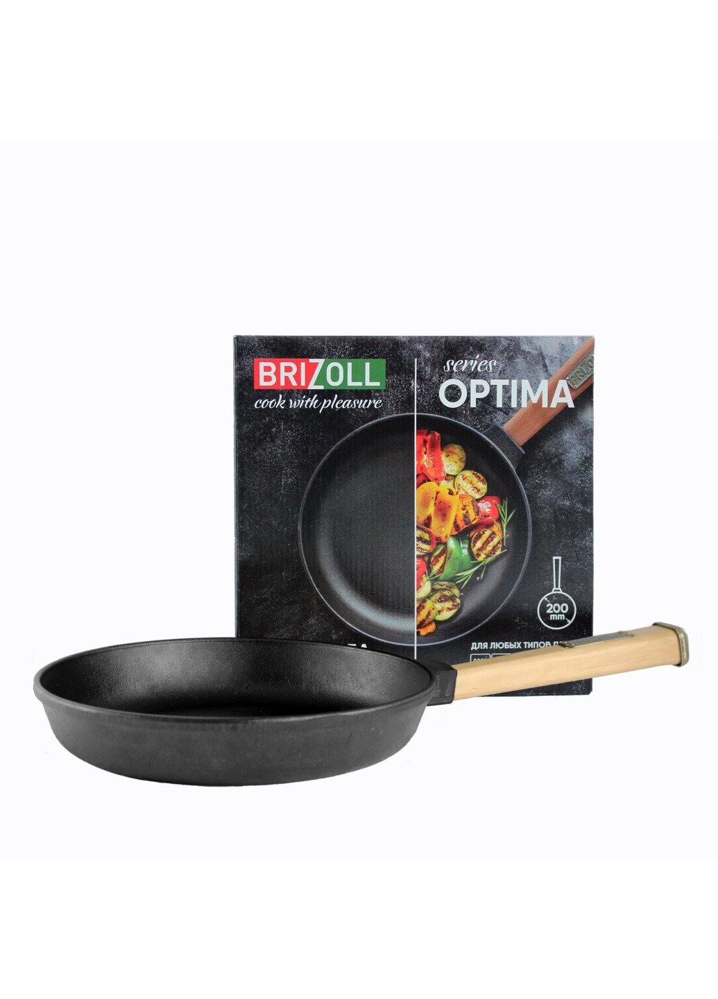 Чавунна сковорода Optimа-Black 200 х 35 мм Brizoll (255190791)