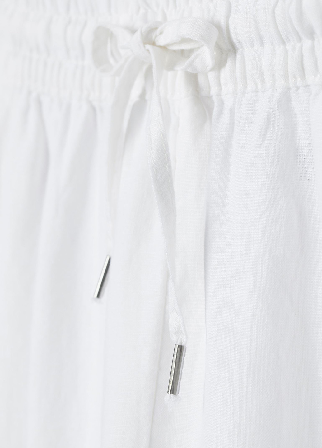 Штани H&M прямі однотонні білі кежуали льон