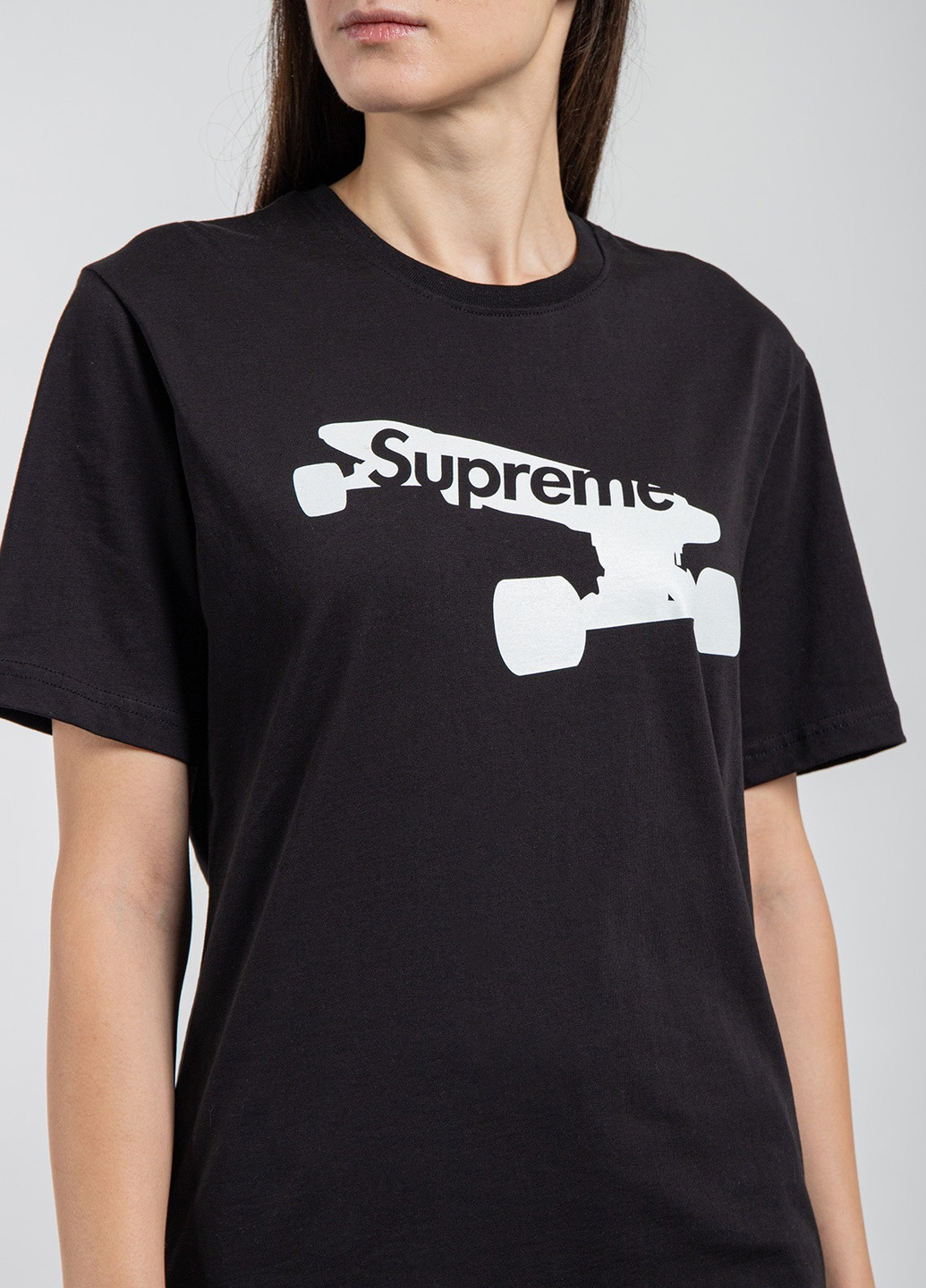 Черная всесезон черная футболка с принтом Supreme Spain