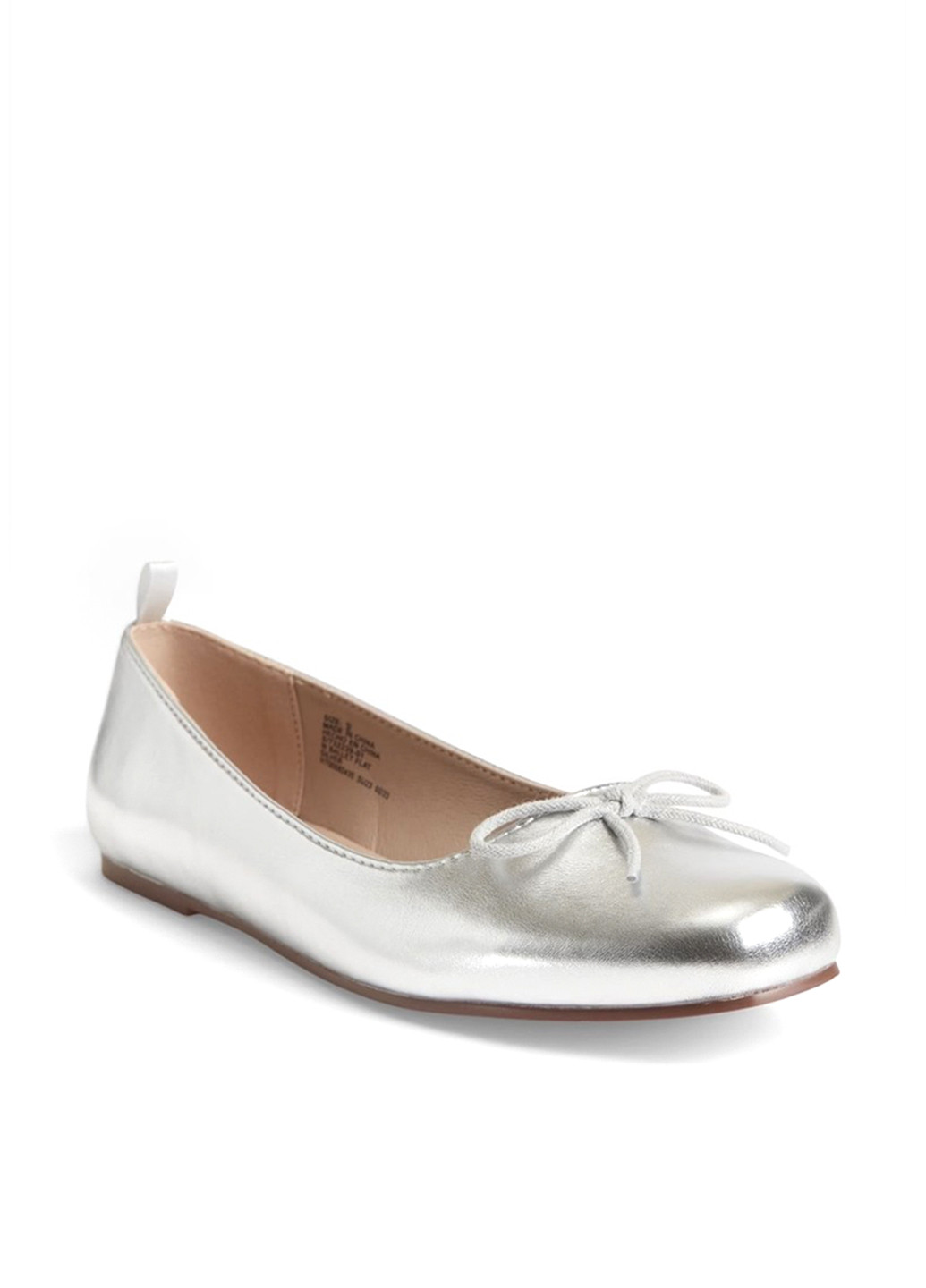 Женские балетки Gap | серебристые однотонные бант искусственная кожа (341249966)