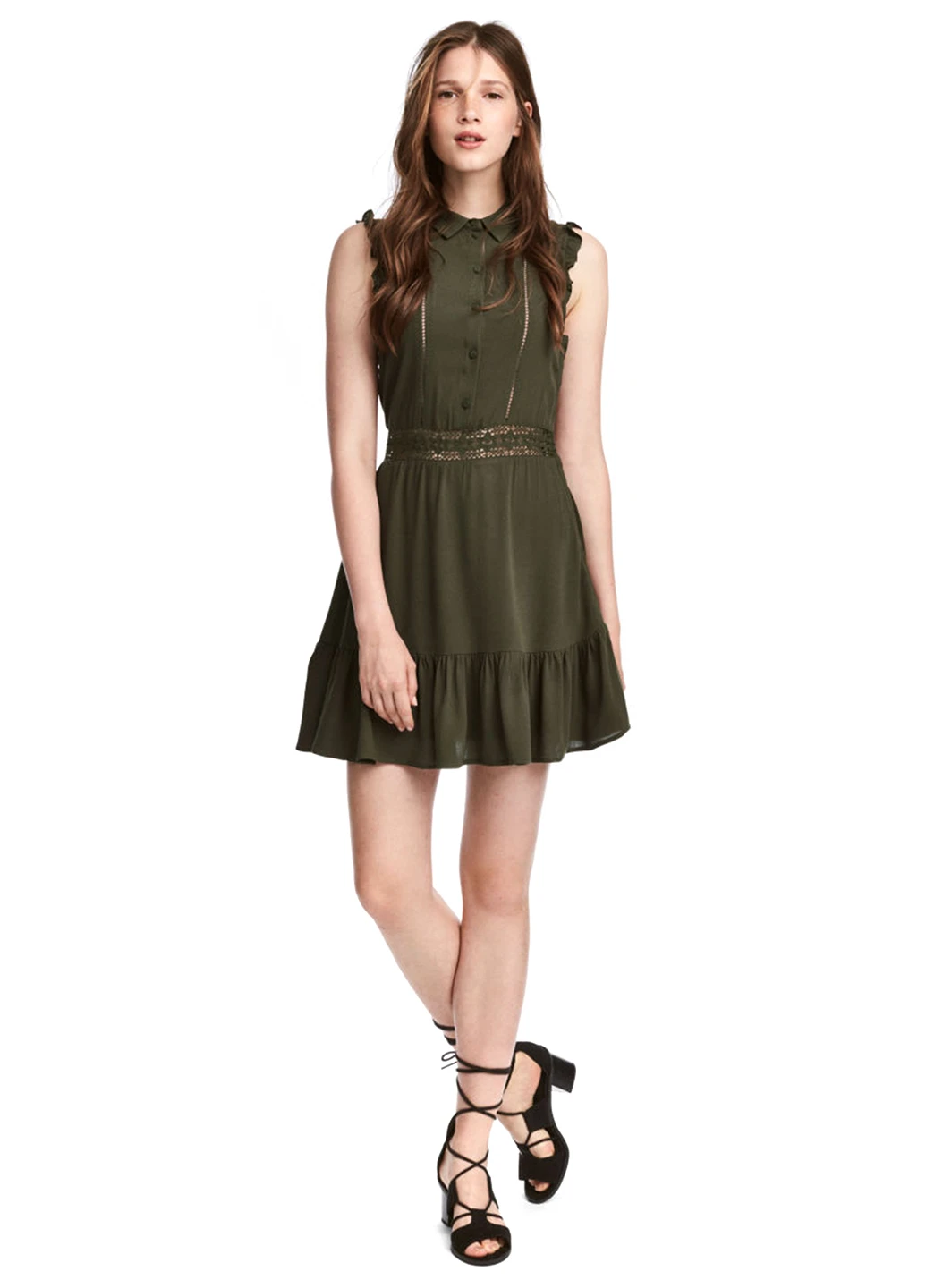 Оливкова (хакі) кежуал сукня H&M однотонна