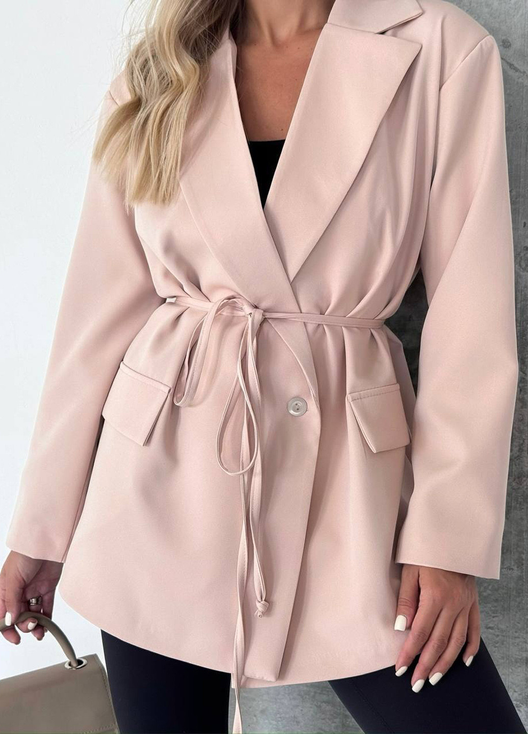 Бежевый женский жакет No Brand однотонный - демисезонный