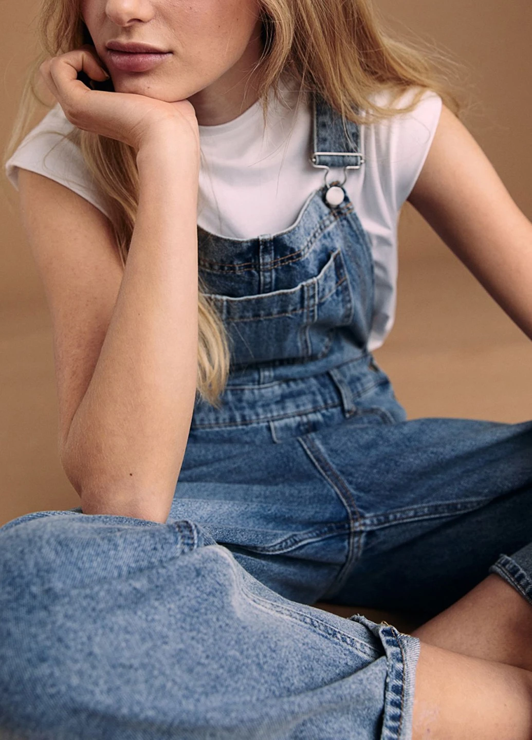 Комбинезон H&M однотонный синий денил