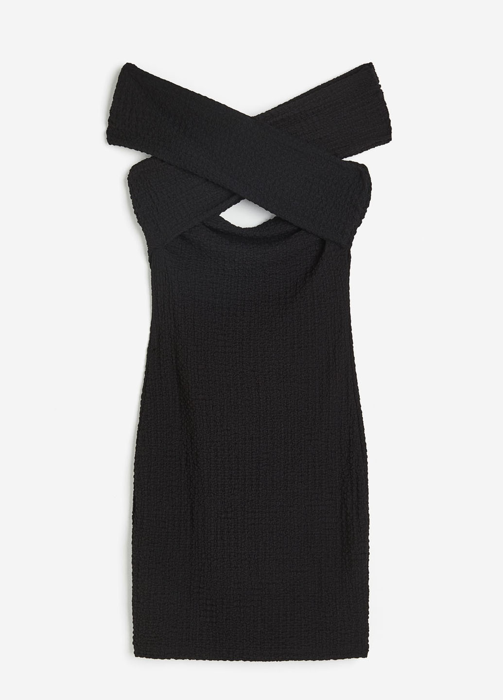 Черное кэжуал, коктейльное платье с открытыми плечами H&M однотонное