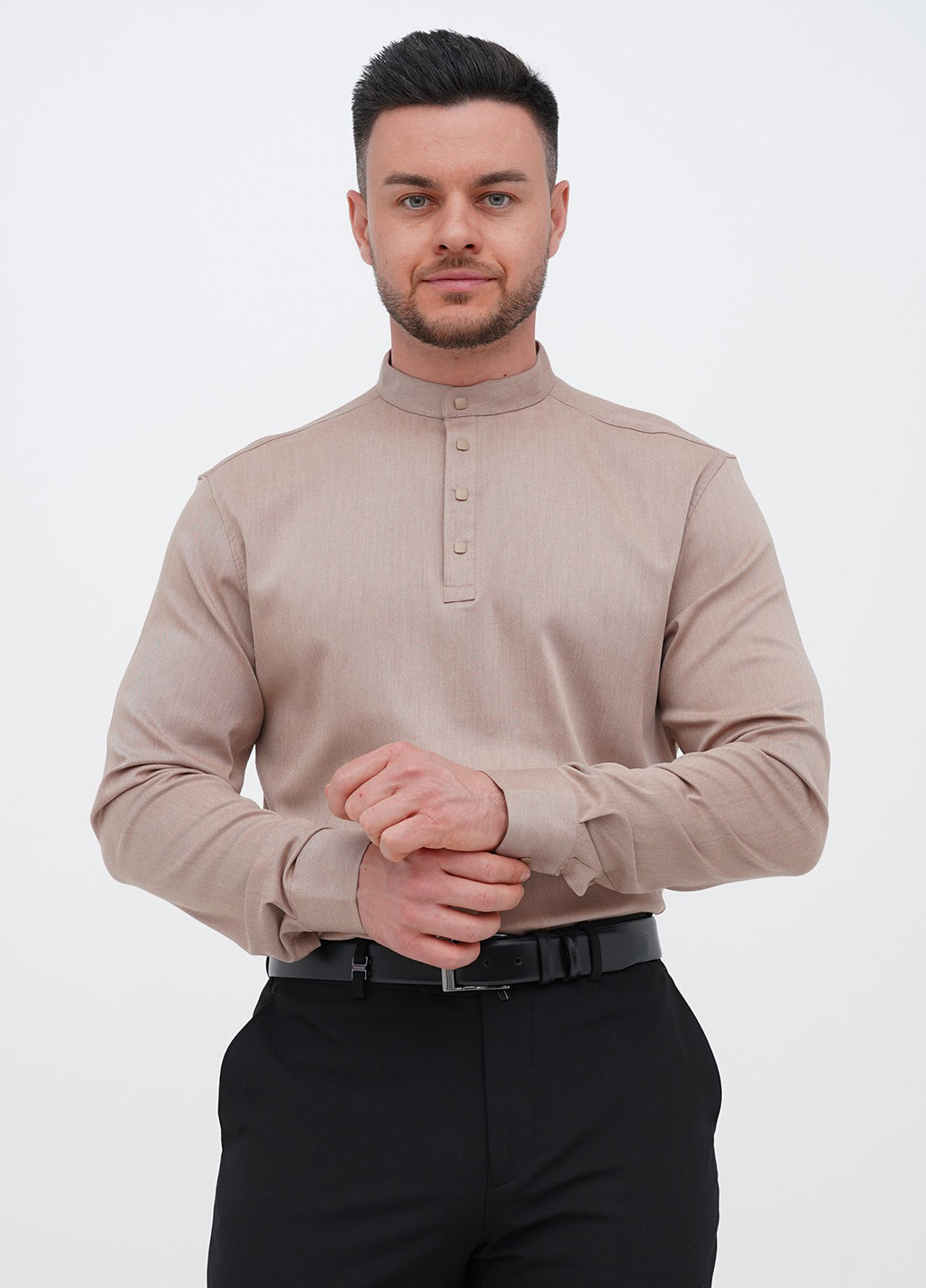 Бежевая кэжуал, классическая рубашка однотонная Trend Collection