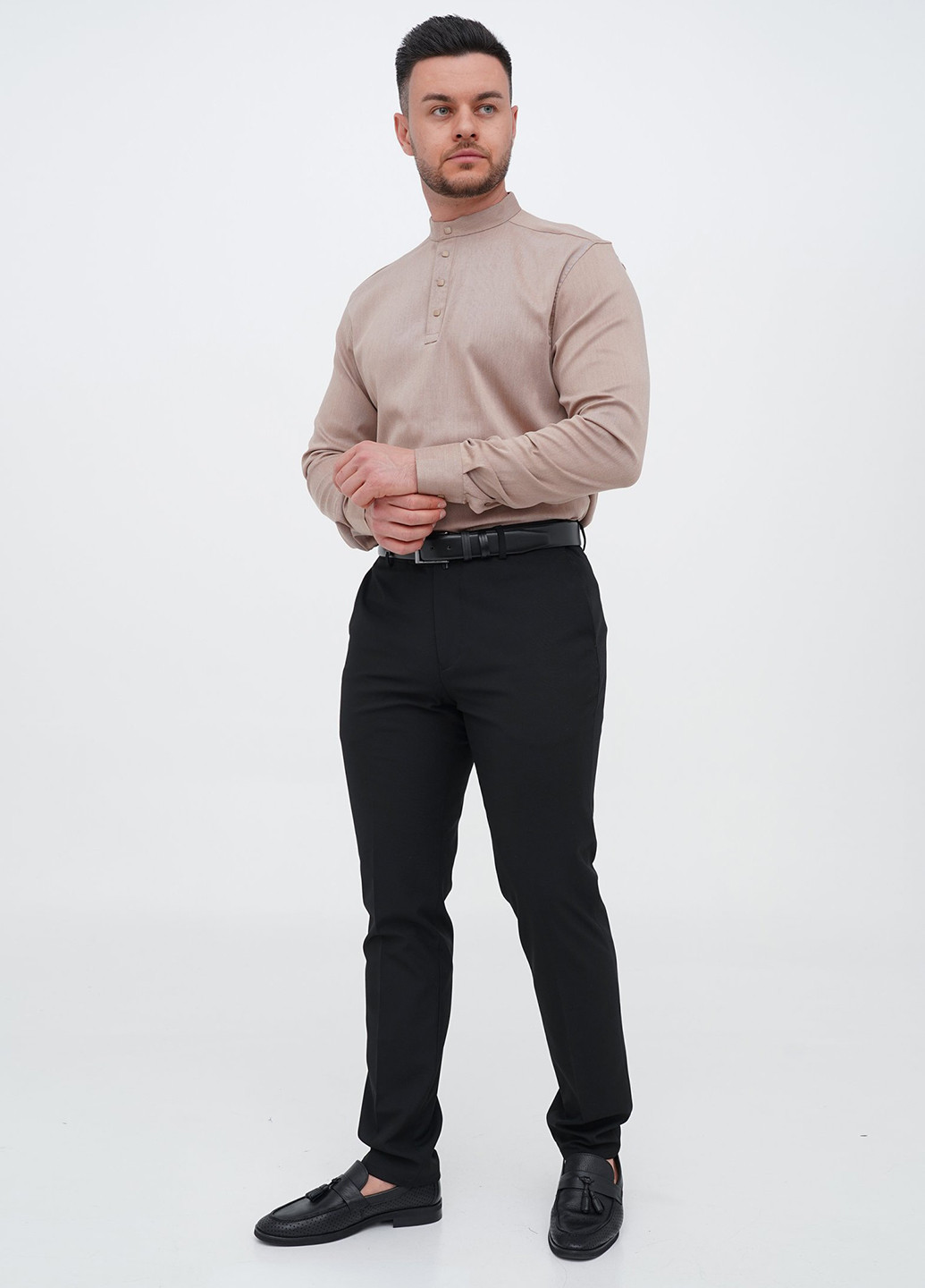 Бежевая кэжуал, классическая рубашка однотонная Trend Collection