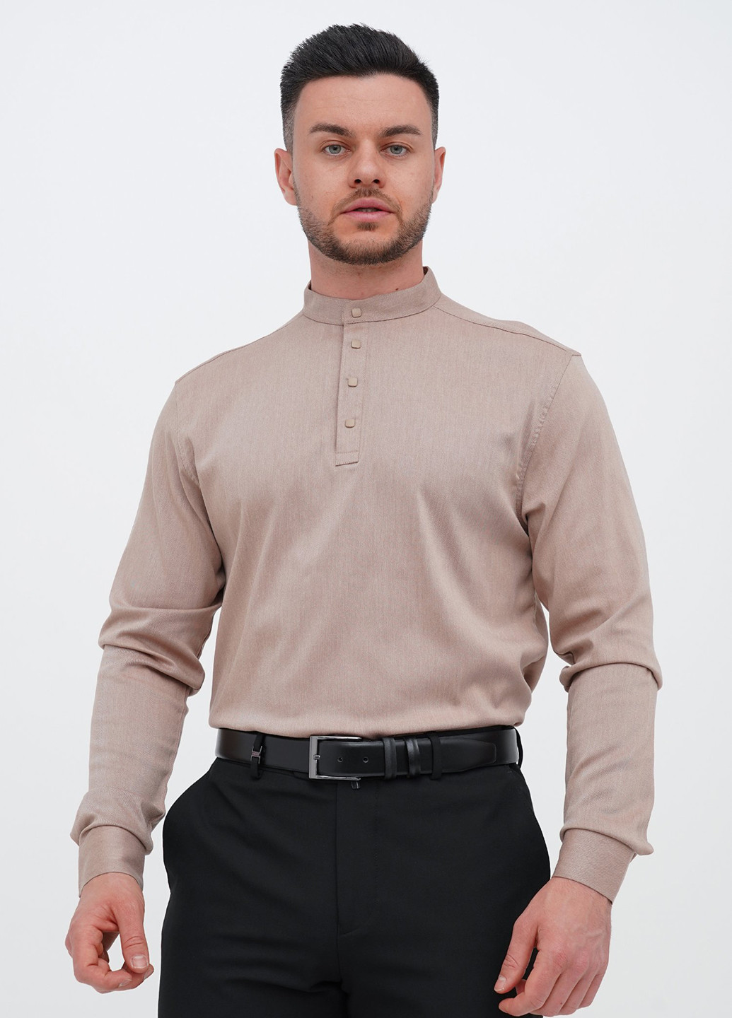 Бежевая кэжуал, классическая рубашка однотонная Trend Collection