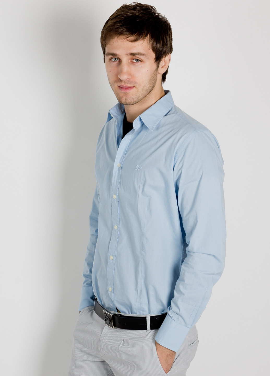 Голубой кэжуал рубашка однотонная Moscanueva