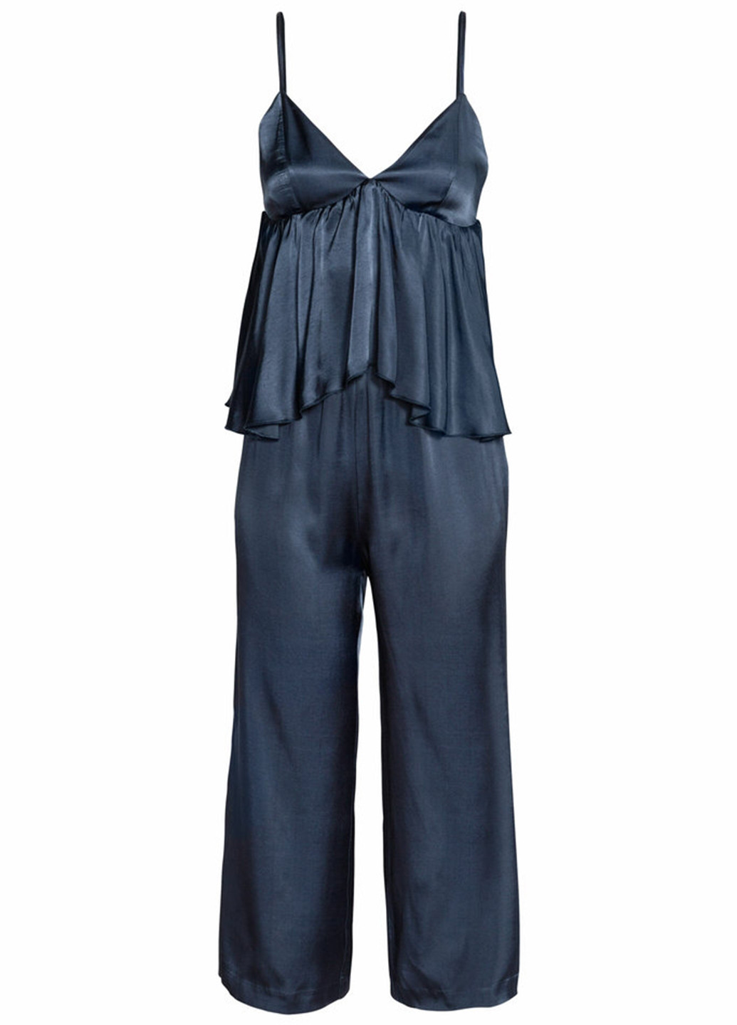 Комбинезон H&M комбинезон-брюки однотонный тёмно-синий кэжуал вискоза
