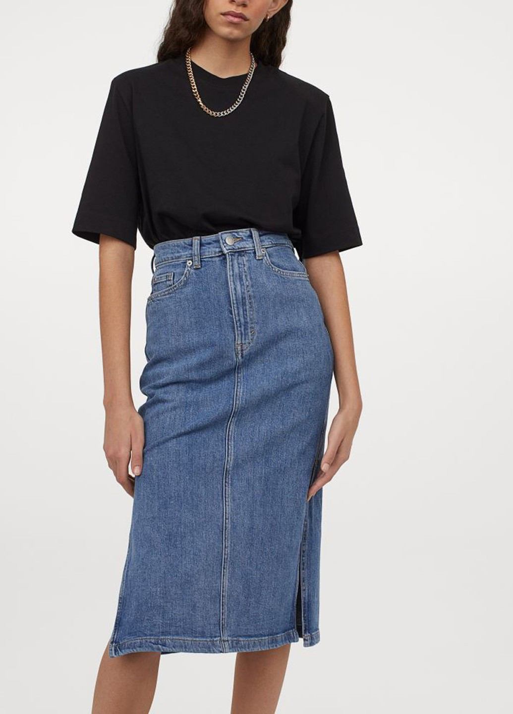 Синяя однотонная юбка H&M