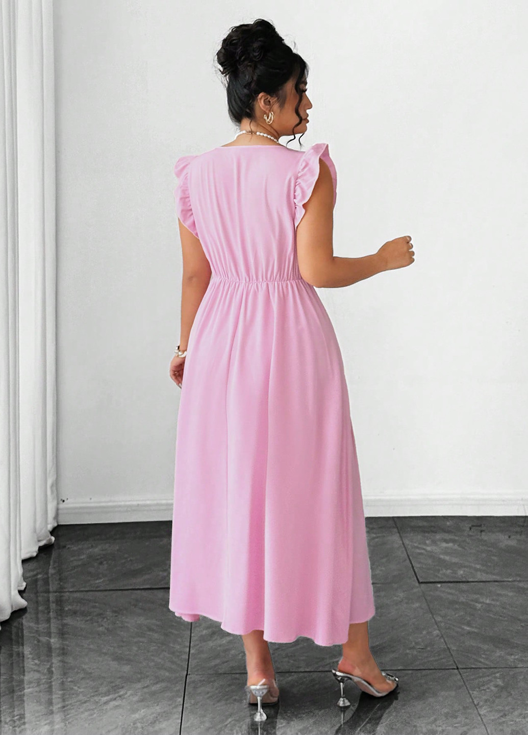 Рожева кежуал сукня кльош SHEIN однотонна