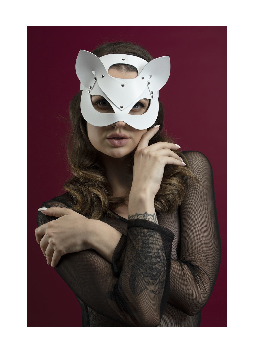 Маска кошечки - Catwoman Mask, натуральная кожа, белая Feral Feelings (252374794)