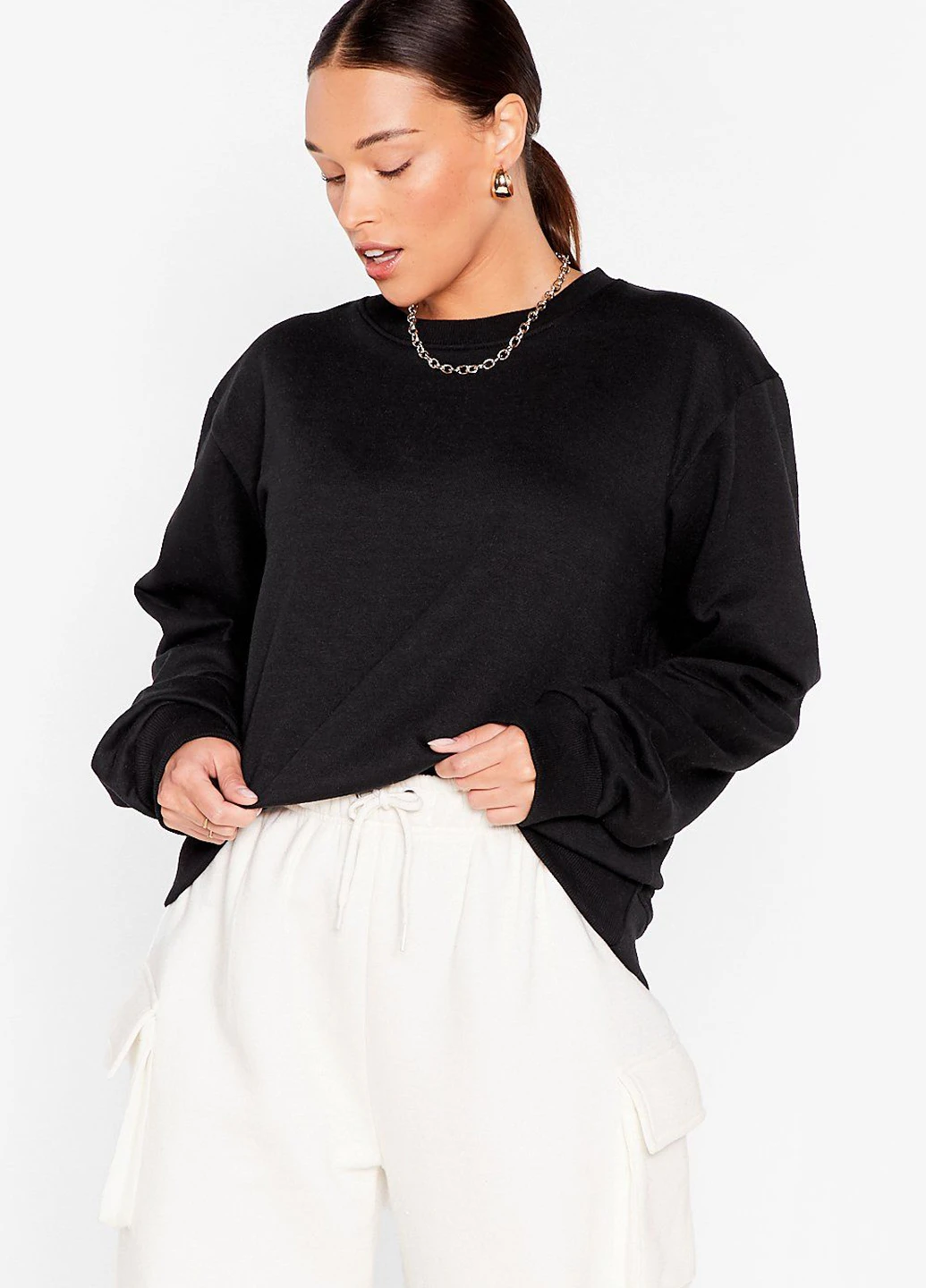 Чорний світшоти Nasty Gal однотонний без декору (237848768)