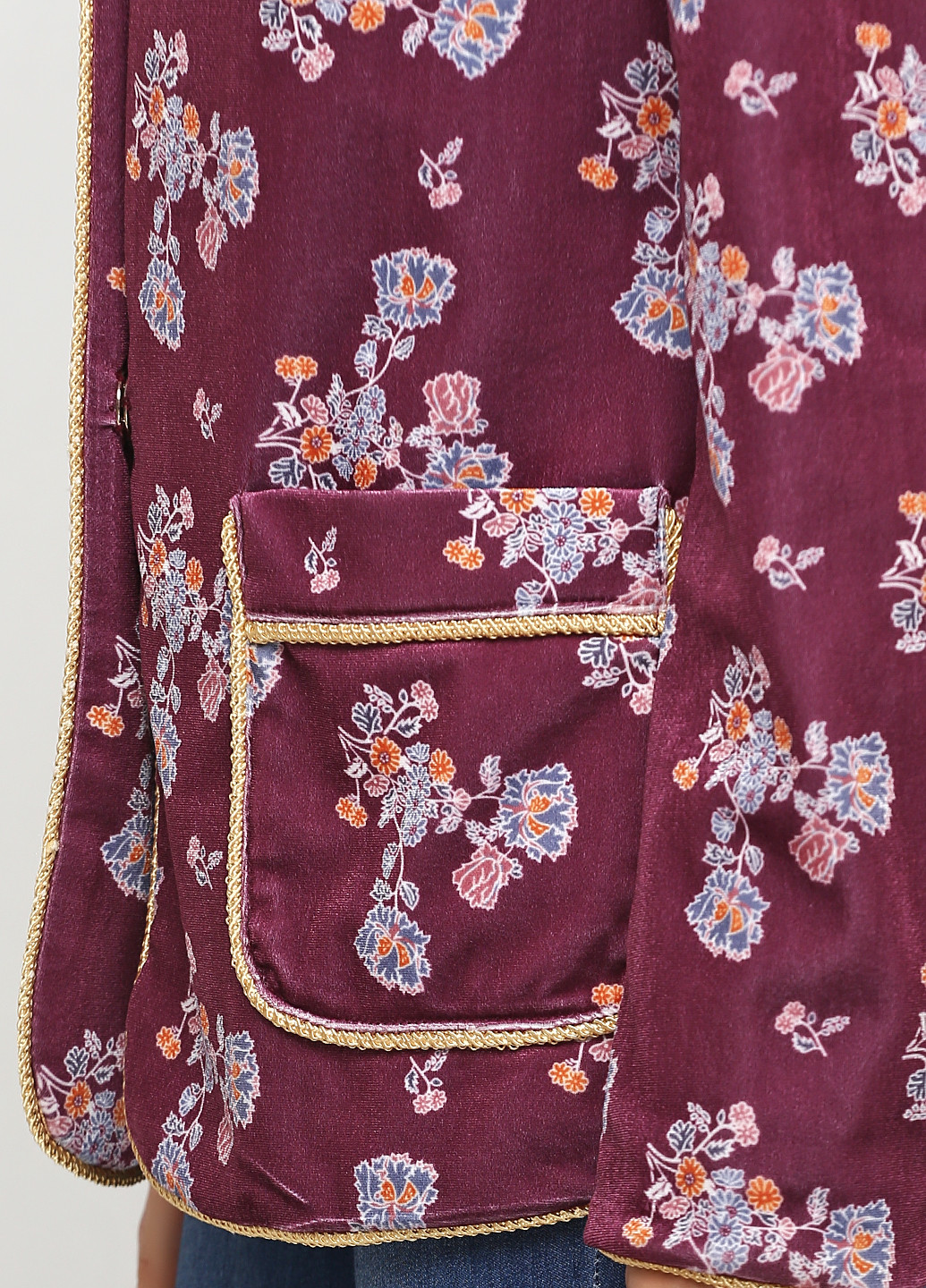 Бордовый женский жакет Silvian Heach с цветочным узором - демисезонный