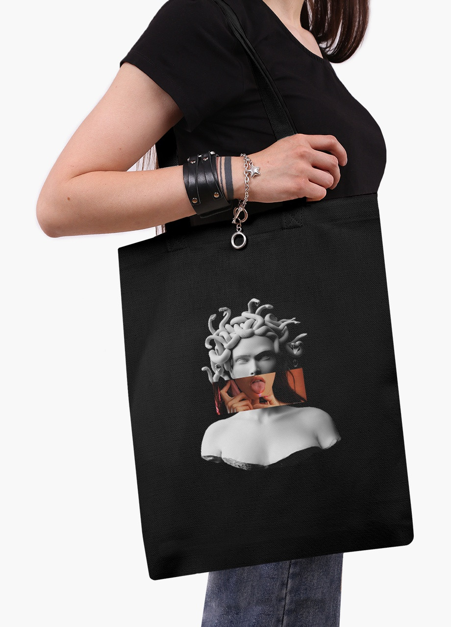Еко сумка шоппер чорна Меган Фокс Ренесанс Медуза Горгона (Megan Fox) (9227-1203-BK) Еко сумка шоппер чорна 41*35 см MobiPrint (215943703)