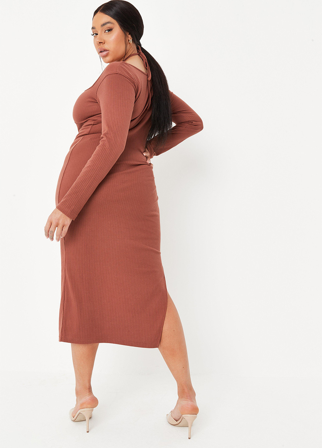 Коричневое кэжуал платье футляр Missguided однотонное