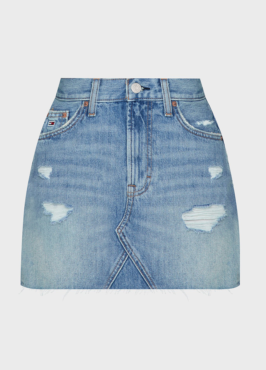 Синяя кэжуал, джинсовая однотонная юбка Tommy Jeans а-силуэта (трапеция)