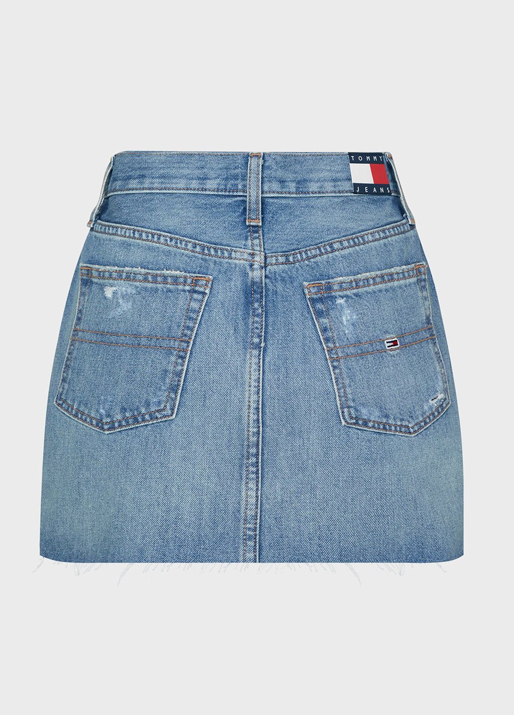 Синяя кэжуал, джинсовая однотонная юбка Tommy Jeans а-силуэта (трапеция)