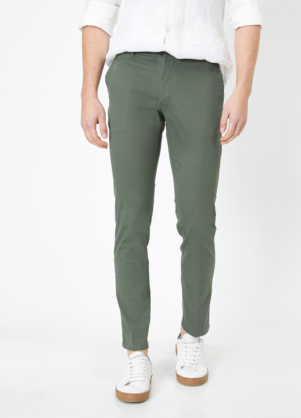 Серо-зеленые кэжуал демисезонные чиносы брюки KOTON