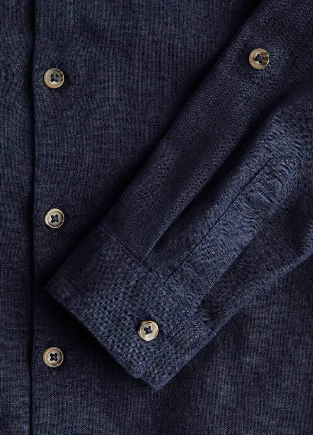 Темно-синяя кэжуал рубашка однотонная H&M