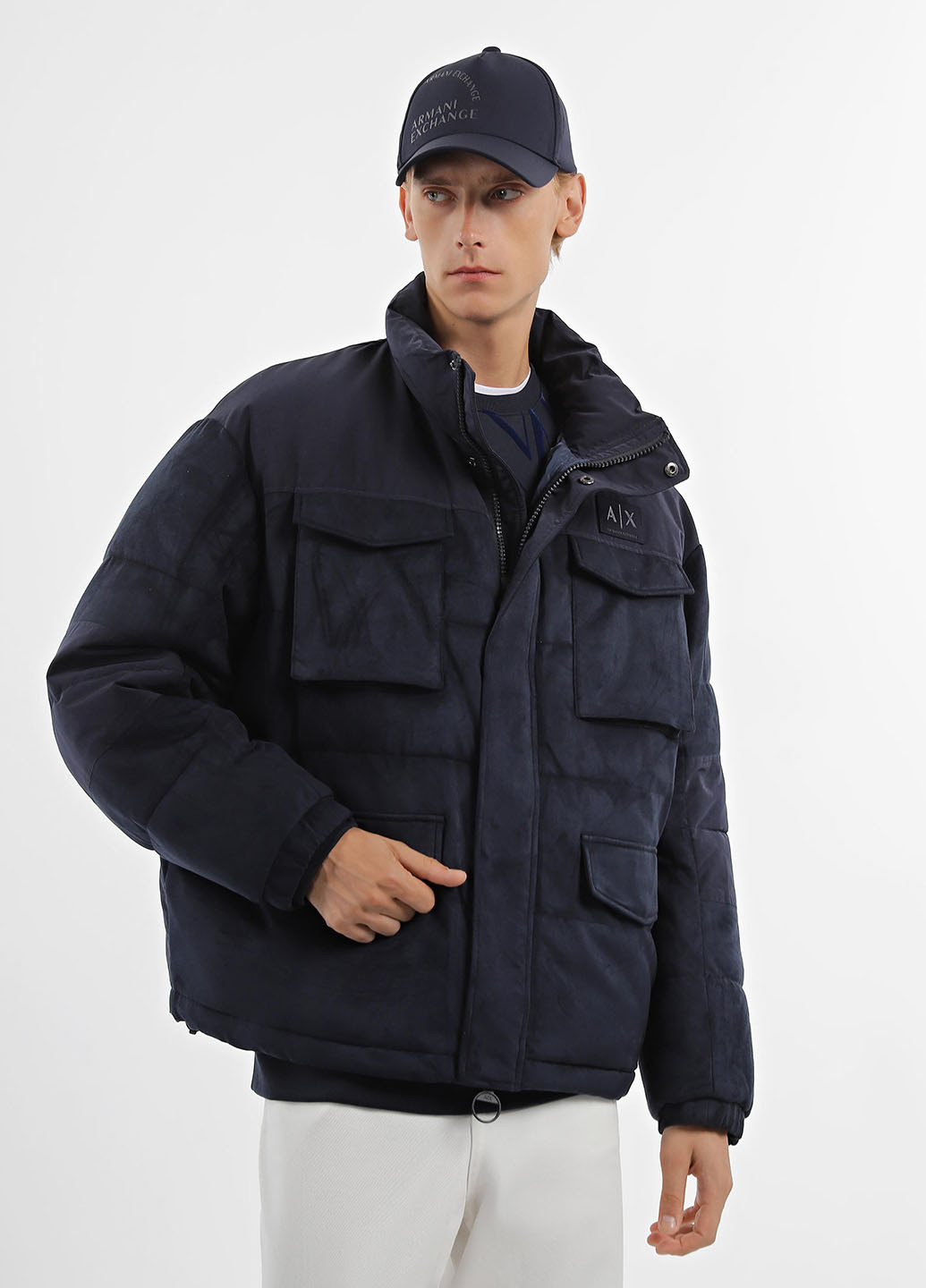 Темно-синяя зимняя куртка Armani Exchange