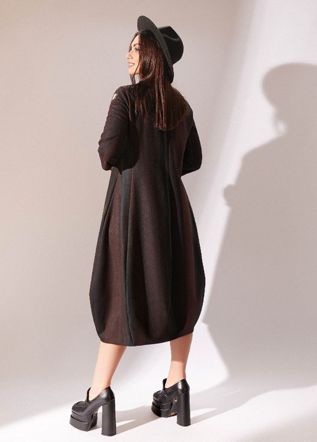 Сіро-коричнева кежуал сукня а-силует LibeAmore в смужку