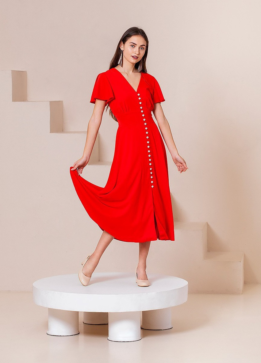 Красное вечернее платье а-силуэт STNINA однотонное