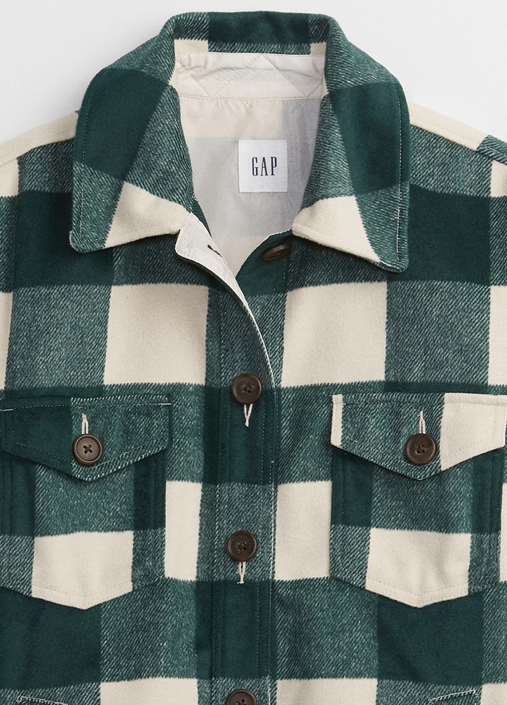 Куртка-рубашка Gap клетка зелёная кэжуал