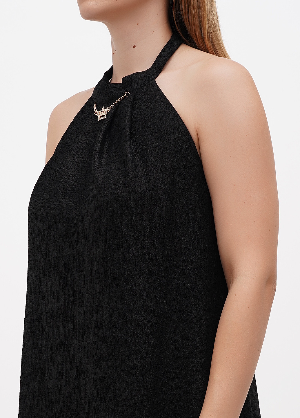 Чорна кежуал, коктейльна сукня з відкритою спиною Sassofono однотонна