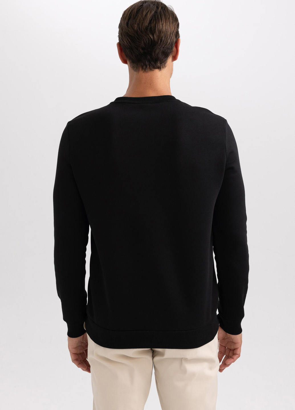 Черный свитшот DeFacto однотонный без декора (299028386)