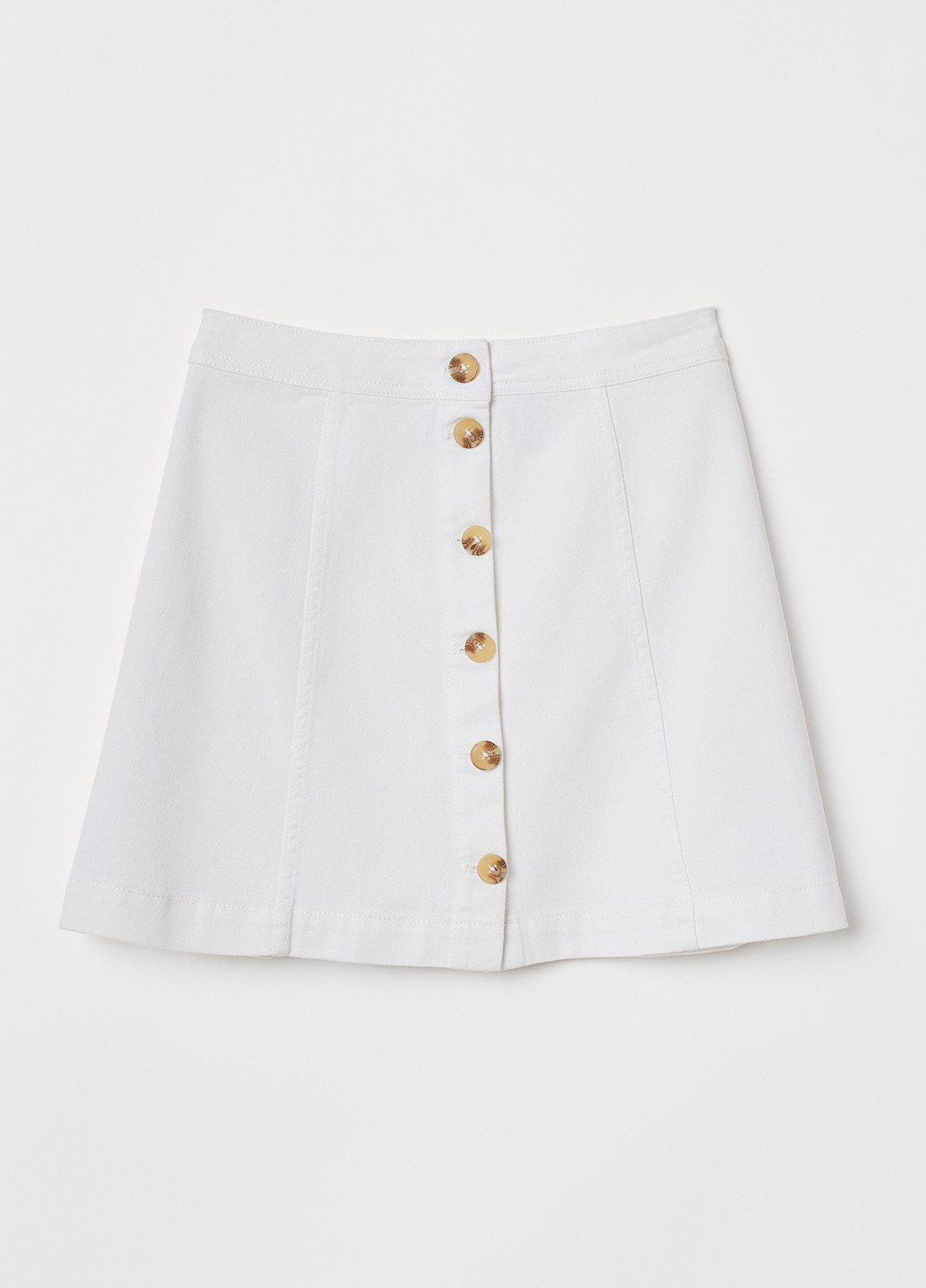 Белая джинсовая однотонная юбка H&M а-силуэта (трапеция)