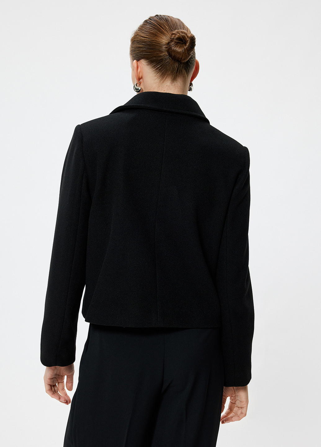 Черное Кэжуал полупальто двубортное KOTON однотонное