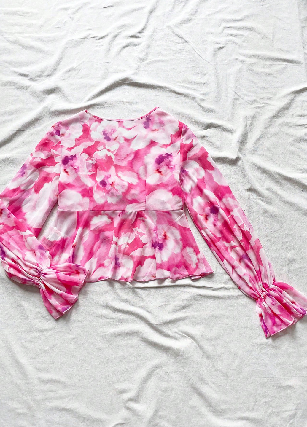 Розовая блуза с баской SHEIN