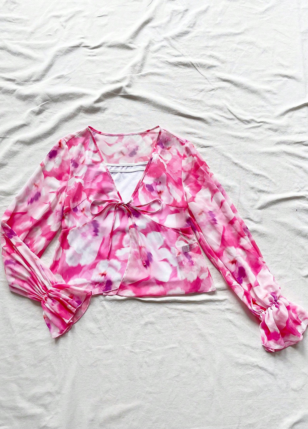 Розовая блуза с баской SHEIN