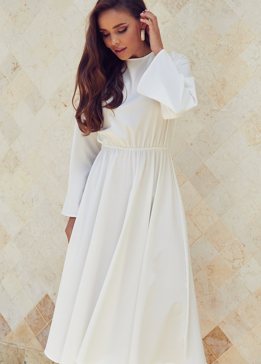 Белое кэжуал платье Gepur однотонное
