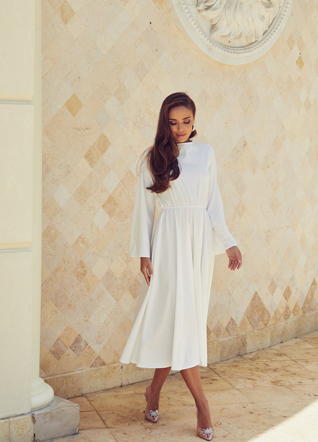 Белое кэжуал платье Gepur однотонное