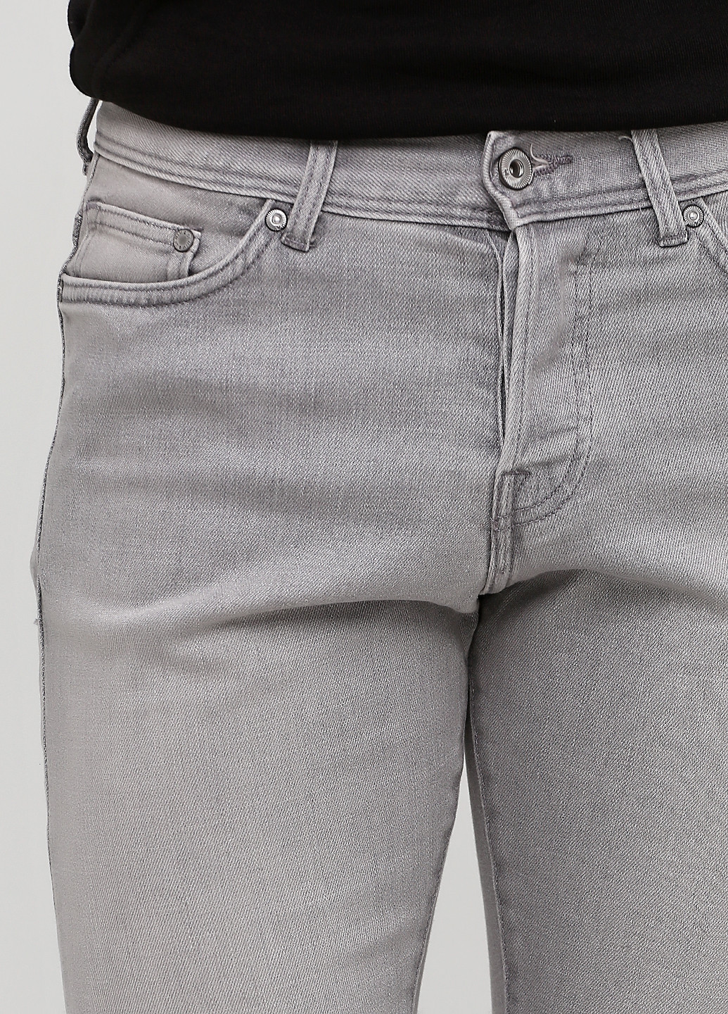 Светло-серые демисезонные зауженные джинсы H&M