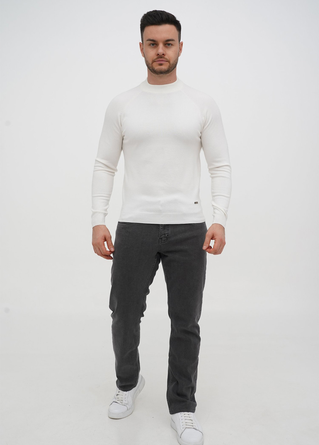 Серо-зеленые демисезонные слим джинсы Trend Collection