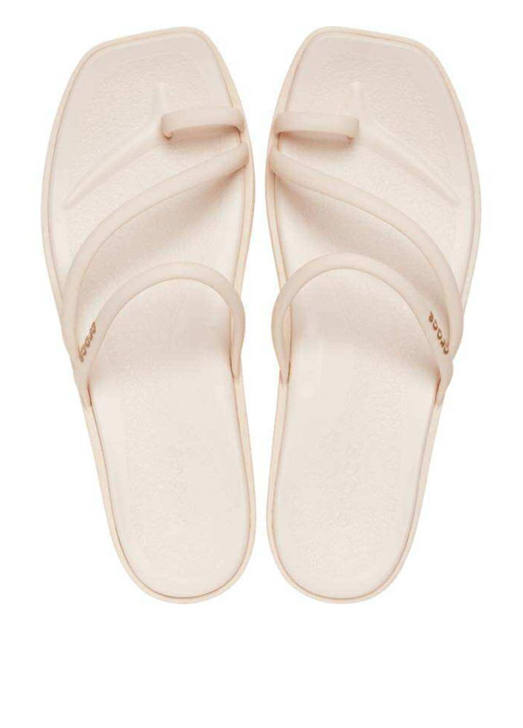 Бежевые спортивные, кэжуал вьетнамки Crocs с логотипом