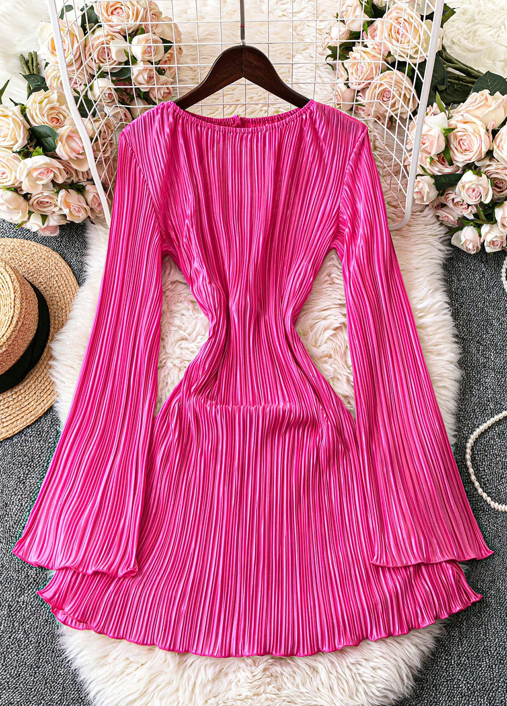 Фуксинова (кольору Фукія) кежуал сукня з відкритою спиною SHEIN однотонна