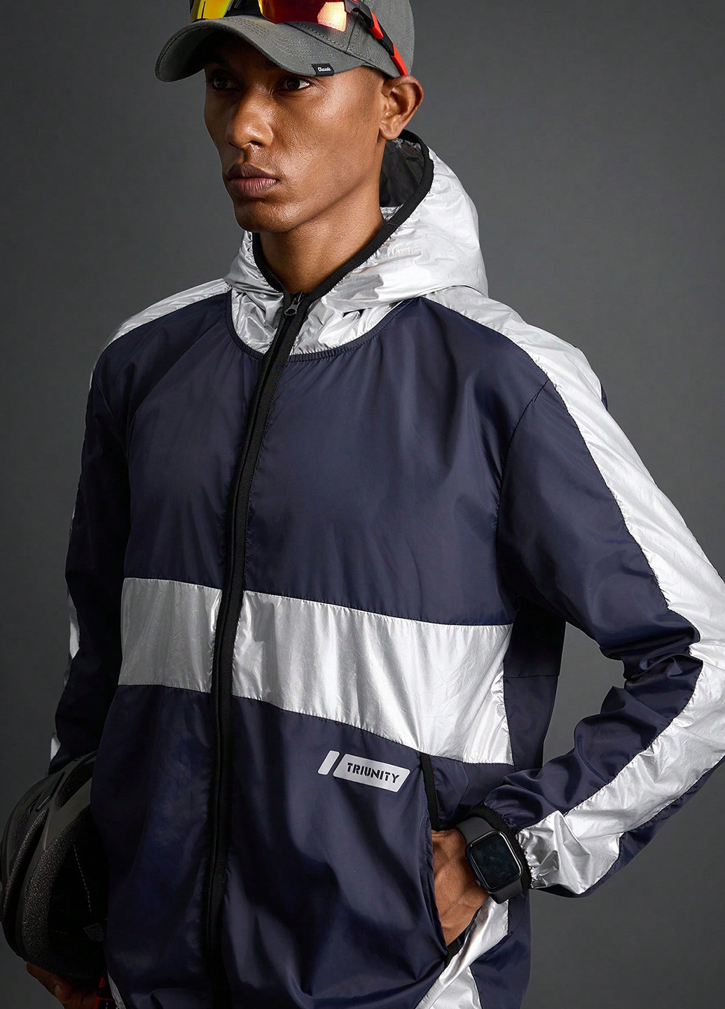 Темно-синяя демисезонная куртка SHEIN