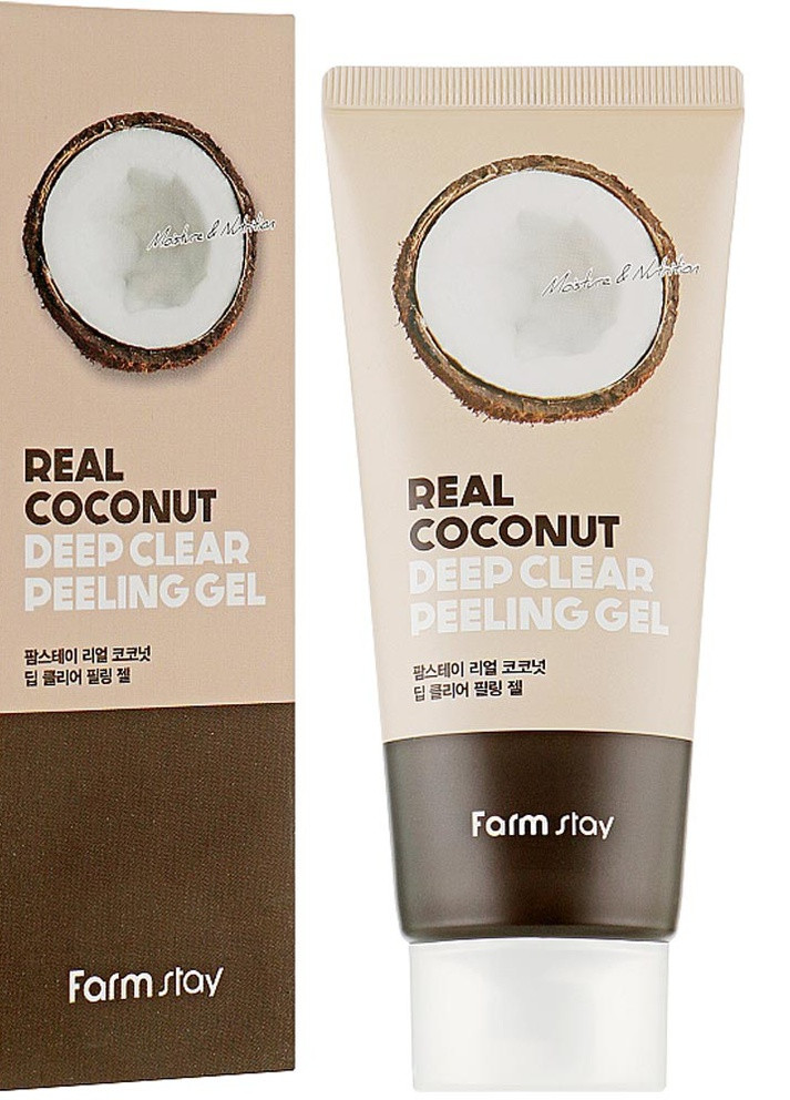 М'який пілінг-гель для обличчя з екстрактом кокосів Real Coconut Deep Clear Peeling Gel 100 мл FarmStay (252176576)