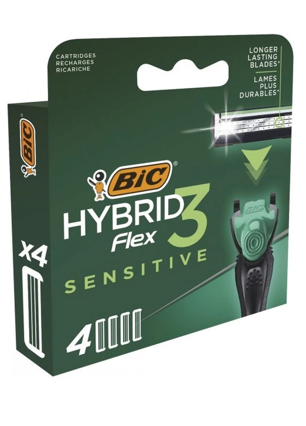 Сменные картриджи для бритья Flex 3 Hybrid Sensitive 4 шт Bic (249037576)